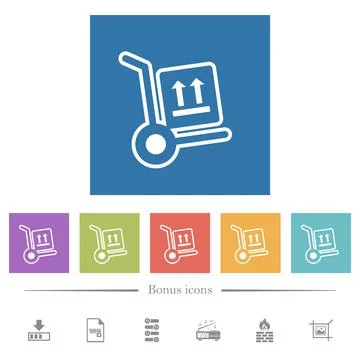 Side up parcel delivery outline flat white icons in square backgrounds 스톡 일러스트