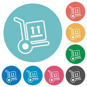 Side up parcel delivery outline flat round icons Illustration