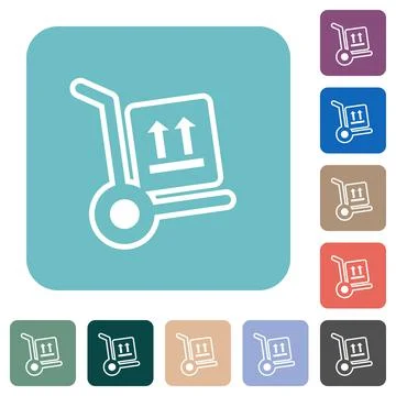 Side up parcel delivery outline rounded square flat icons 스톡 일러스트