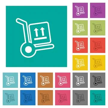 Side up parcel delivery outline square flat multi colored icons 스톡 일러스트