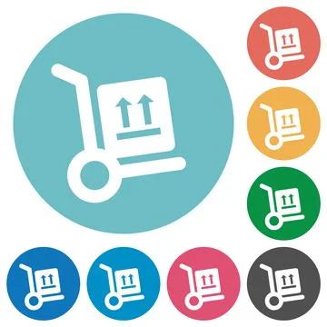 Side up parcel delivery solid flat round icons Illustration