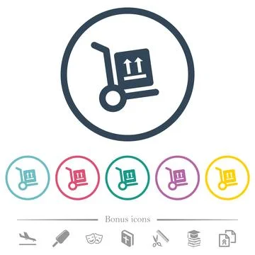 Side up parcel delivery solid flat color icons in round outlines イラスト素材