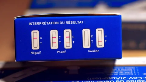 Side part of a Flowflex autotest self diagnosis test box to detect Covid-19 Stock Footage 168250127