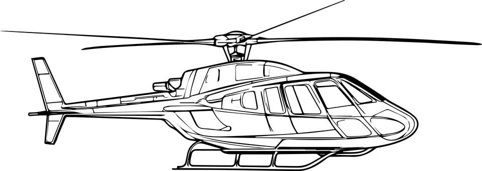 Side Perspective of a Helicopter Stock Illustration