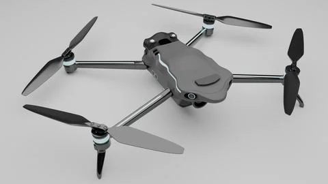 Side perspective of quadcopter drone isolated on white Stock Illustration
