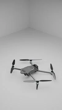 Side perspective render of quadcopter drone on white Stock Illustration