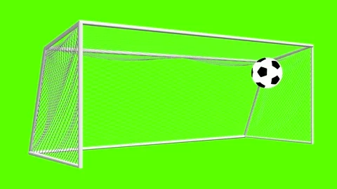 Side Perspective Soccer Goal Loop with Ball Spinning in Net on Green Screen.. Video stock 335941898