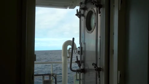 Side pitching. Swell. View through the open door of vessel Stock Footage 255151283