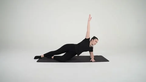 Side Plank with Arm Reach Stock Footage 314194822