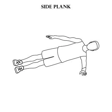 Side plank exercise strength workout vector illustration outline Stock Illustration
