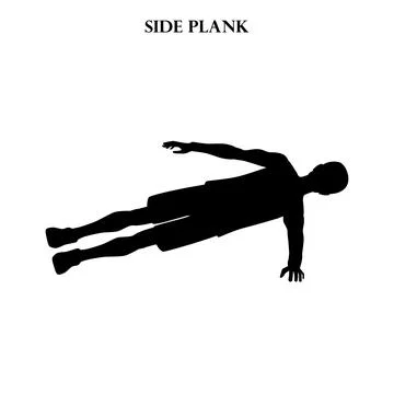 Side plank exercise strength workout vector illustration silhouette Stock Illustration