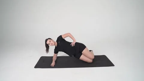 Side plank  (kneeling) Stock Footage 314194422