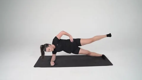 Side plank  (with leg lift) Stock Footage 314194418