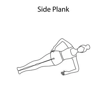 Side plank pose yoga workout outline. Healthy lifestyle vector illustration Stock Illustration
