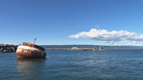Side Point of View from Boat Entering Harbor 스톡 동영상 8525155