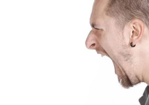 Side portrait of a shouting man Stock Photos