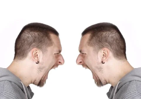 Side portrait of a shouting man Stock Photos