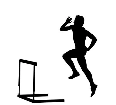 Side profile of boy hurdles runner ready for jump Stock Illustration