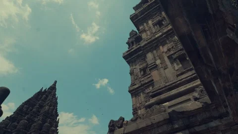 Side Profile of Historic Hindu Shrine Architecture in Indonesia Stock Footage 333325899