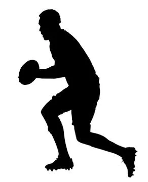 Side profile of rugby forward running with ball Stock Illustration