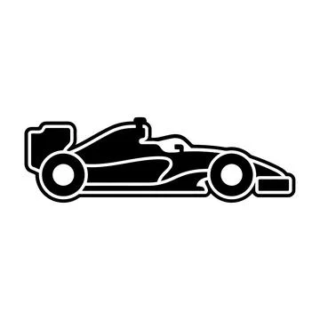 Side Profile Silhouette Illustration of a High Speed Racing Car in Monochro.. Иллюстрация