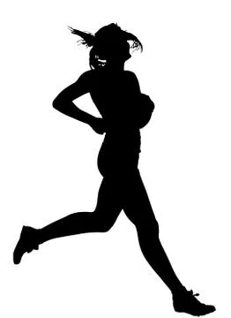 Side profile of speeding female track runner finishing Stock Illustration