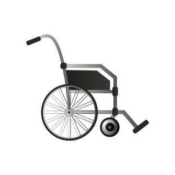 Side of push wheelchair with rubber handle and steel metal Illustration