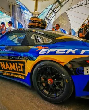 Side of a race car in a paddock 스톡 사진