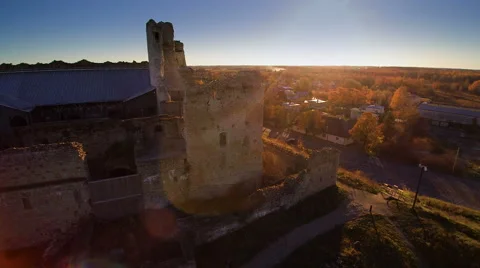 The side of the Rakvere castle in the hill Stock Footage 61092679
