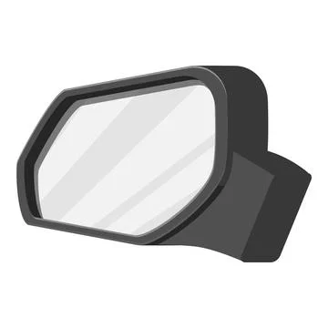 Side rearview mirror reflecting empty road on white background Stock Illustration