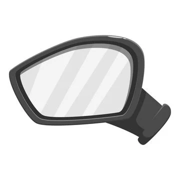 Side rearview mirror reflecting empty road on white background Stock Illustration