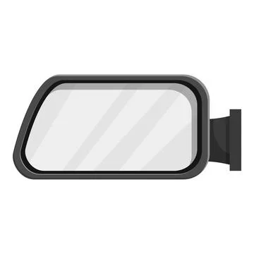 Side rearview mirror reflecting empty road on white background Stock Illustration