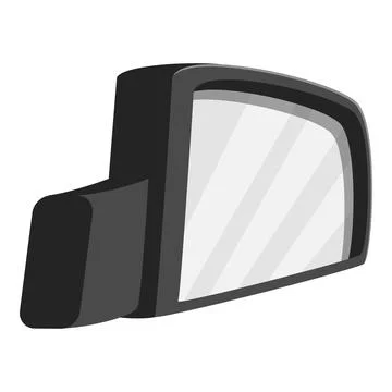 Side rearview mirror reflecting empty road on white background Stock Illustration