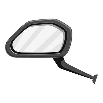 Side rearview mirror reflecting empty road on white background Stock Illustration