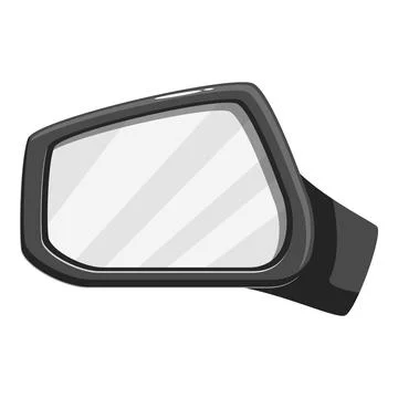Side rearview mirror reflecting empty road on white background Stock Illustration
