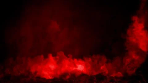 Side red smoke or clouds content frame, isolated - abstract 3D illustration Stock Illustration