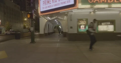 Side right driving plate - Fremont Street at 6th Street, Las Vegas Stock Footage 294243406