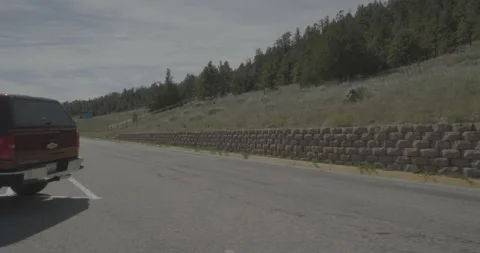 Side right driving plate - Highway 80 at Rest area Pine Bluffs Stock-Footage 289904341