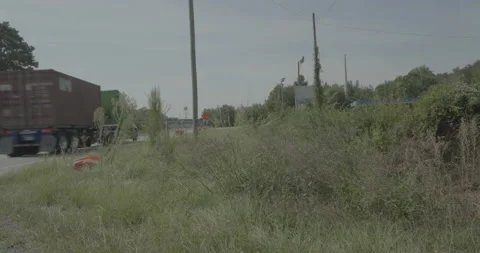 Side right driving plate - Horne Road at Abandoned Restaurant, Rowland Stock Footage 285047733