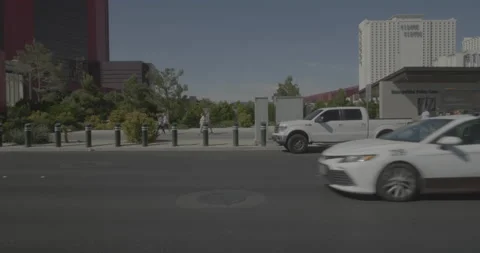 Side right driving plate - Las Vegas Boulevard at Resorts World Avenue, Las Stock Footage 293935630