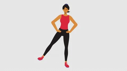 Side Right Leg Raises Exercise Animation 4k Looping Stock Footage 318774404