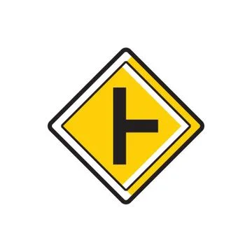 Side road at a perpendicular angle sign Stock Illustration