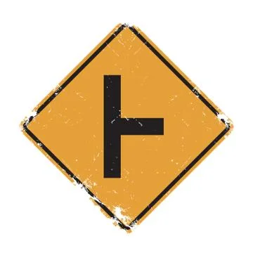Side road at a perpendicular angle sign Stock Illustration