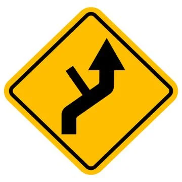 Side road reverse Curve traffic sign vector. Stock Illustration