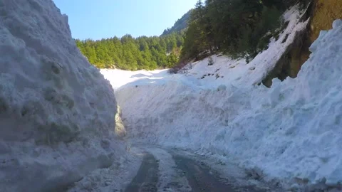 In side the road of Snow at ice mountain road Stock Footage 220697675
