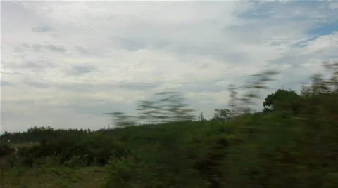Side of the road viewed in a moving vehicle Stock Footage 730252