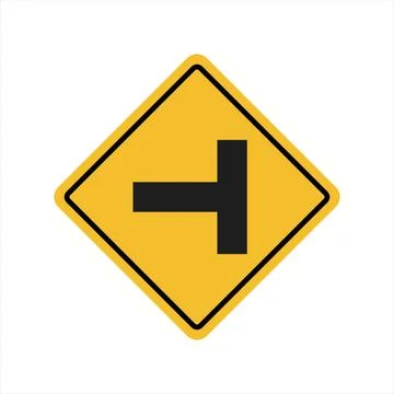 Side Road Warning Road Traffic Sign Isolated Vector Stock Illustration