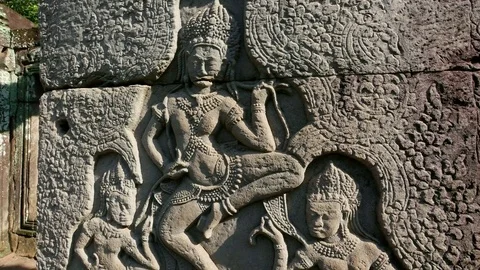 Side of rock with engravings Stock Footage 83146060