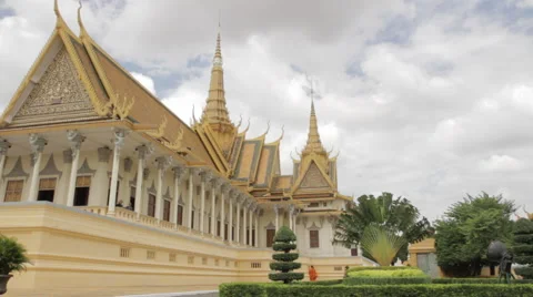 Side Of Royal Palace Throne Room With Monk Stock Footage 42790971