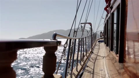 The side of a sailing ship Stock Footage 60640608